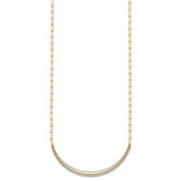 14k Two-Tone Textured Woven Curved Bar with Long Link 17 inch Necklace Plus 2 inch Extender